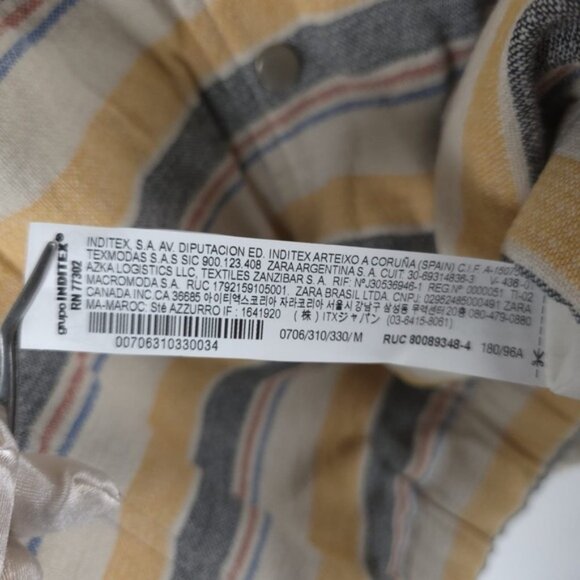 NWT ZARA Striped Beige Yellow Multicolored Structured Bomber Jacket Size M & L - Picture 12 of 12